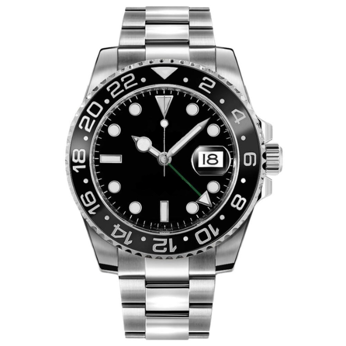 Dual Time 40 – Black Dial | Steel Bracelet & Black Ceramic 24H Bezel