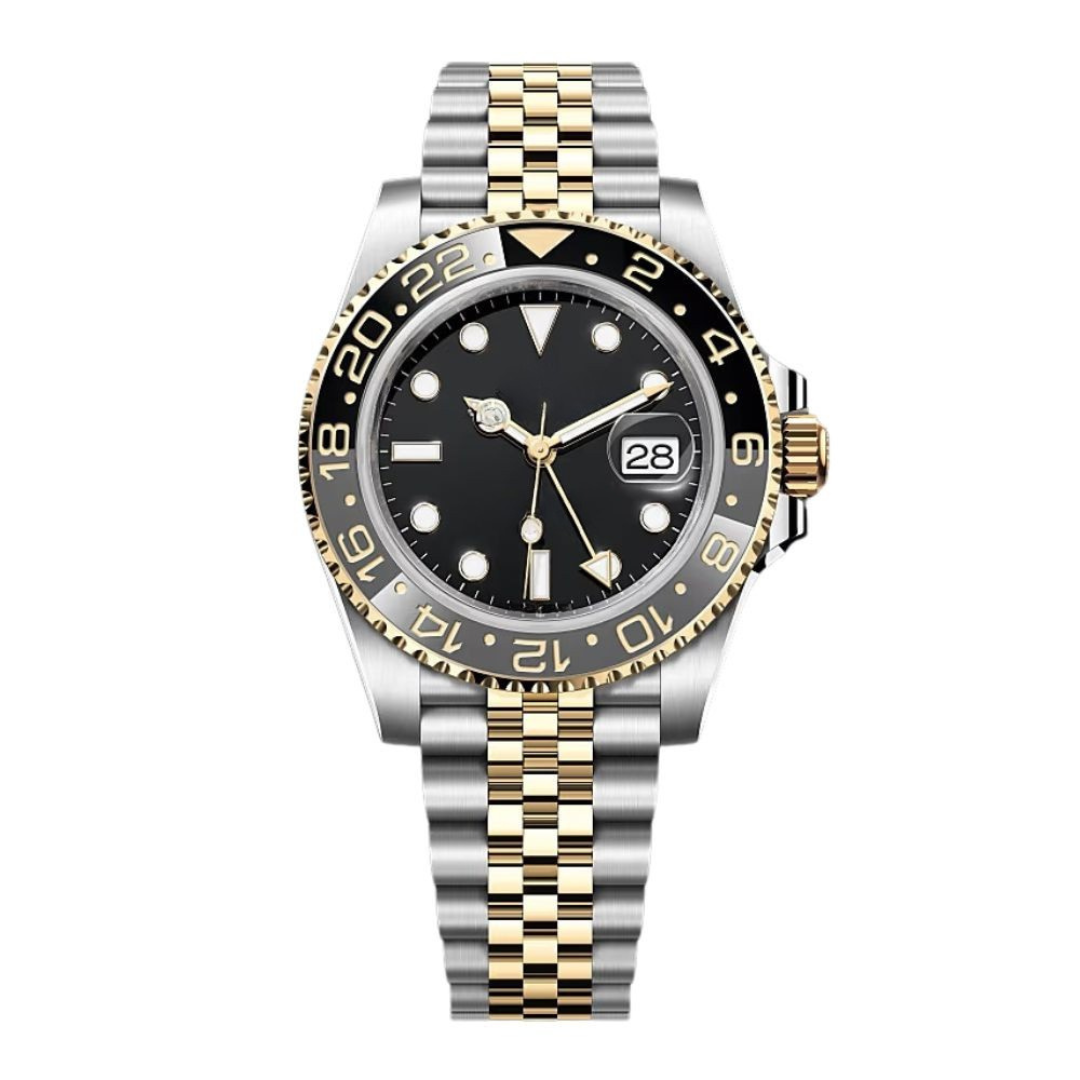 Dual Time 40 – Black Dial | Steel & Gold Tone Jubilee Bracelet & Grey-Black Ceramic Bezel